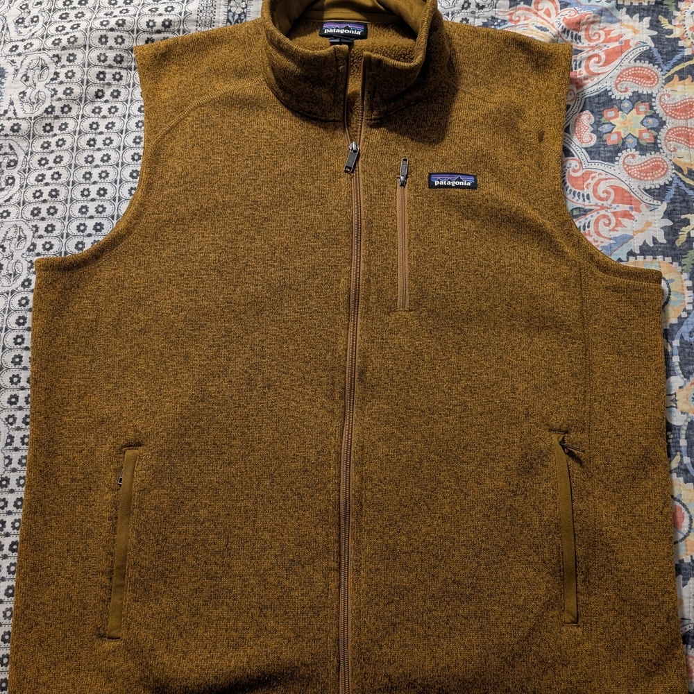 Patagonia Men’s Brown Full-Zip Fleece Vest Grayling Brown